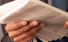 Reading a newspaper